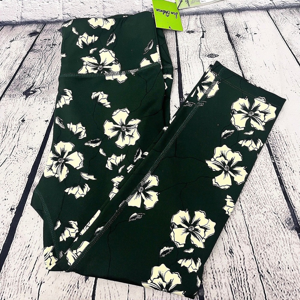 Sam Edelman Dark Green Garden Print Loden Capri Leggings Womens Small NWT